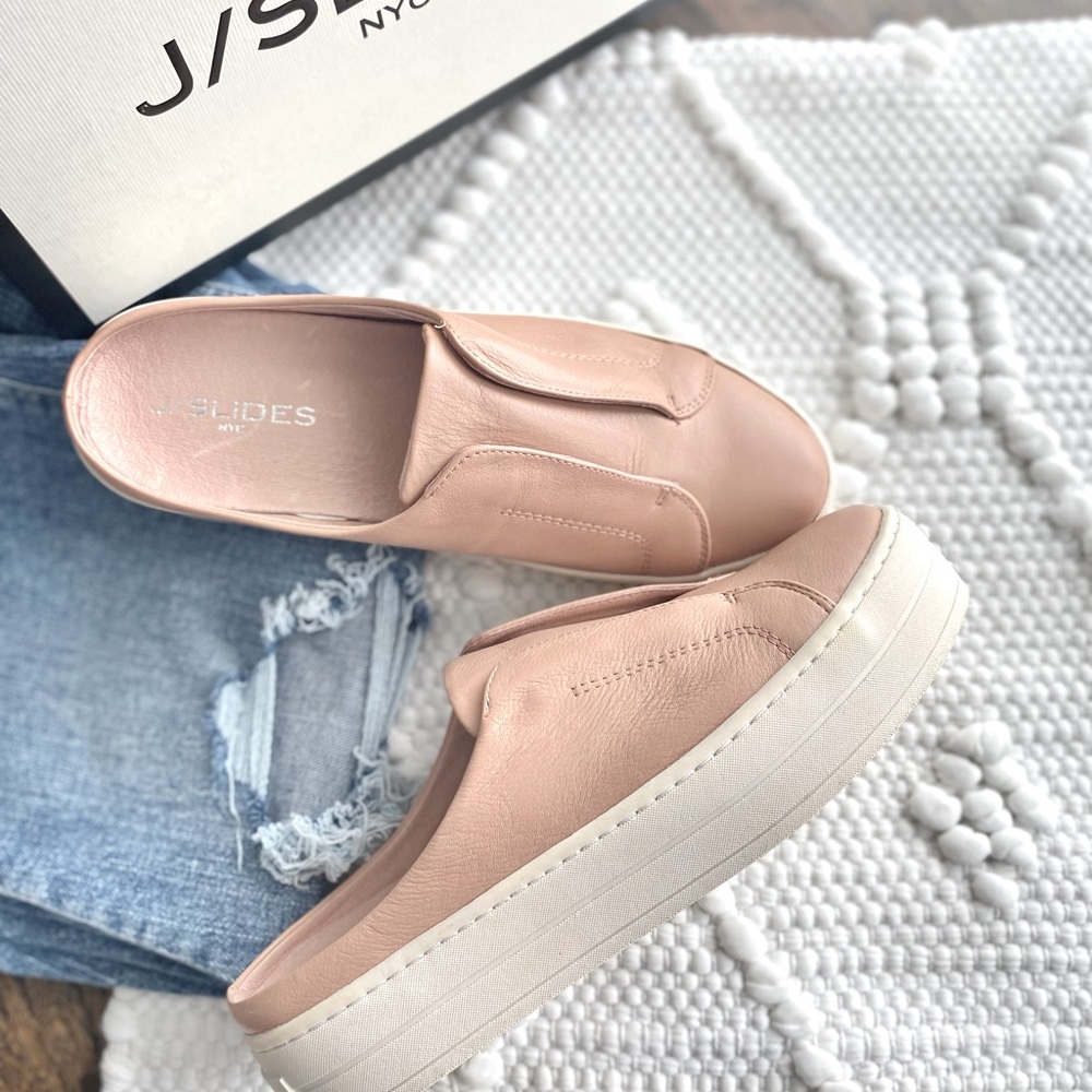 CLEARANCE‼️ LAST PAIR! NEW🌟J/SLlIDES NYC blush leather platform sneaker mules